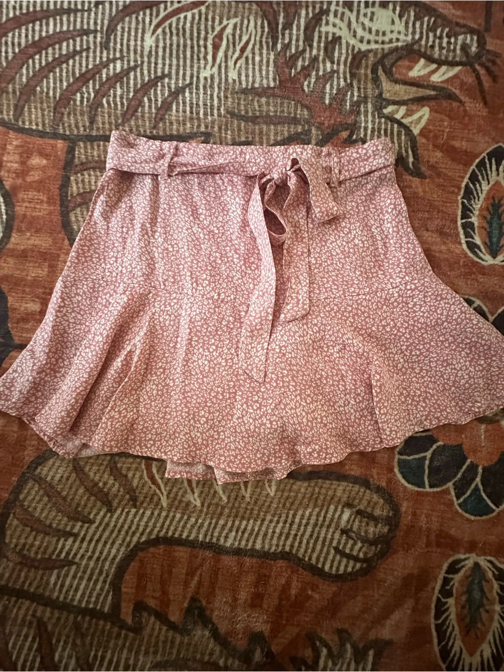 URBAN Romantics Dusty Rose Floral Tie-Front Skater Skirt